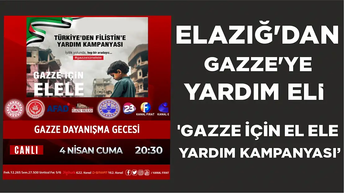 ELAZIĞ’DAN GAZZE’YE YARDIM ELİ ‘GAZZE İÇİN EL ELE YARDIM KAMPANYASI’