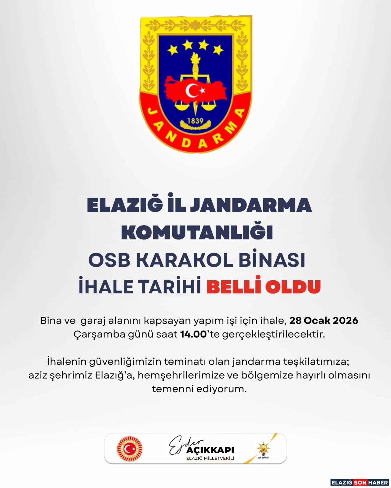 OSB jandarma karakol binası için ihale tarihi netleşti