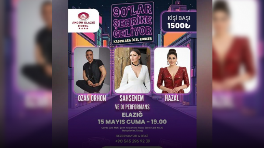 Elazığ’da Kadınlara Özel 90’lar Gecesi