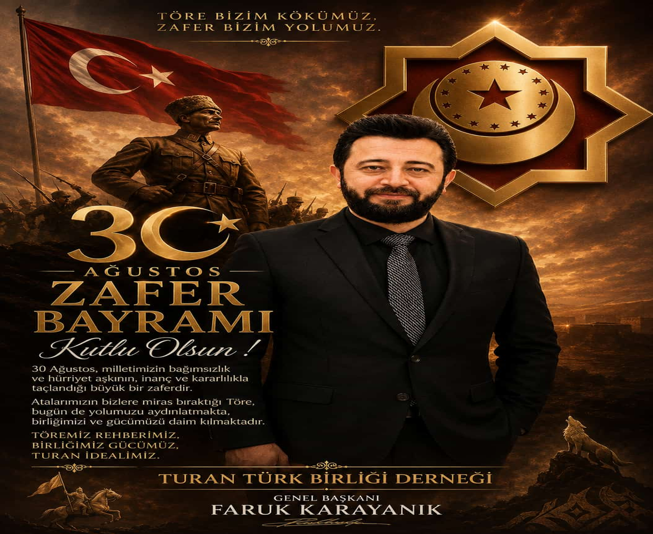 Turan Türk Birliği Genel Başkanı Karayanık’tan 30 Ağustos Bayram Mesajı