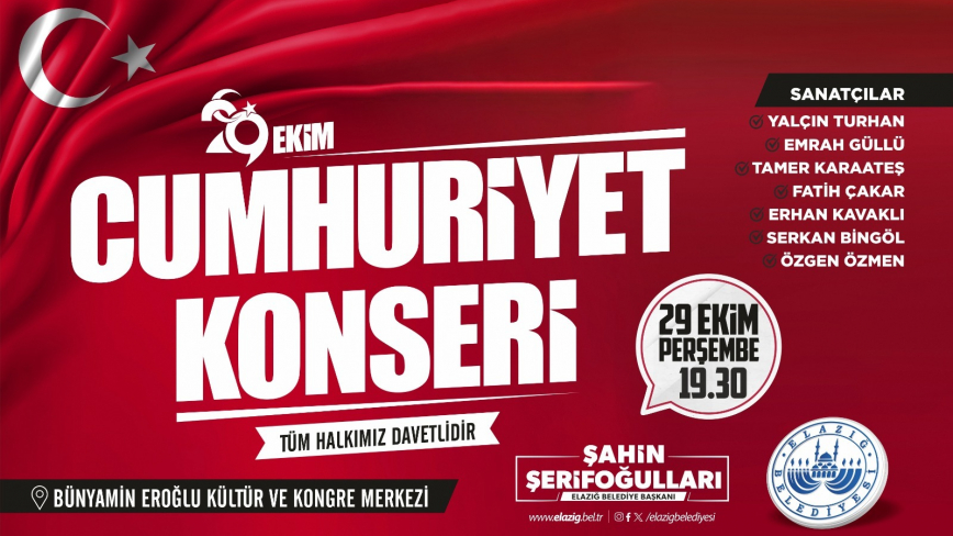 Elazığ Belediyesi’nden Cumhuriyet Bayramı’na Özel Konser Düzenleniyor